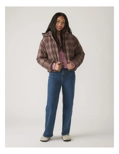 Hooded Puffer Jacket in Brown