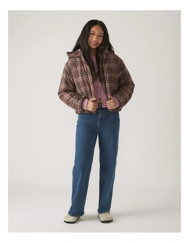 Hooded Puffer Jacket in Brown image 1