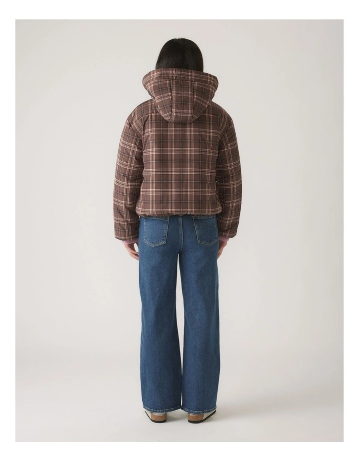 Hooded Puffer Jacket in Brown image 2