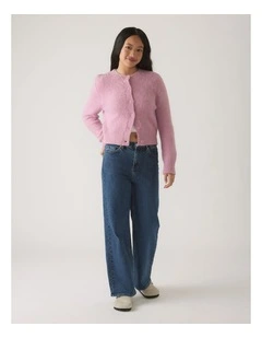 Mia Fluffy Cardigan in Purple