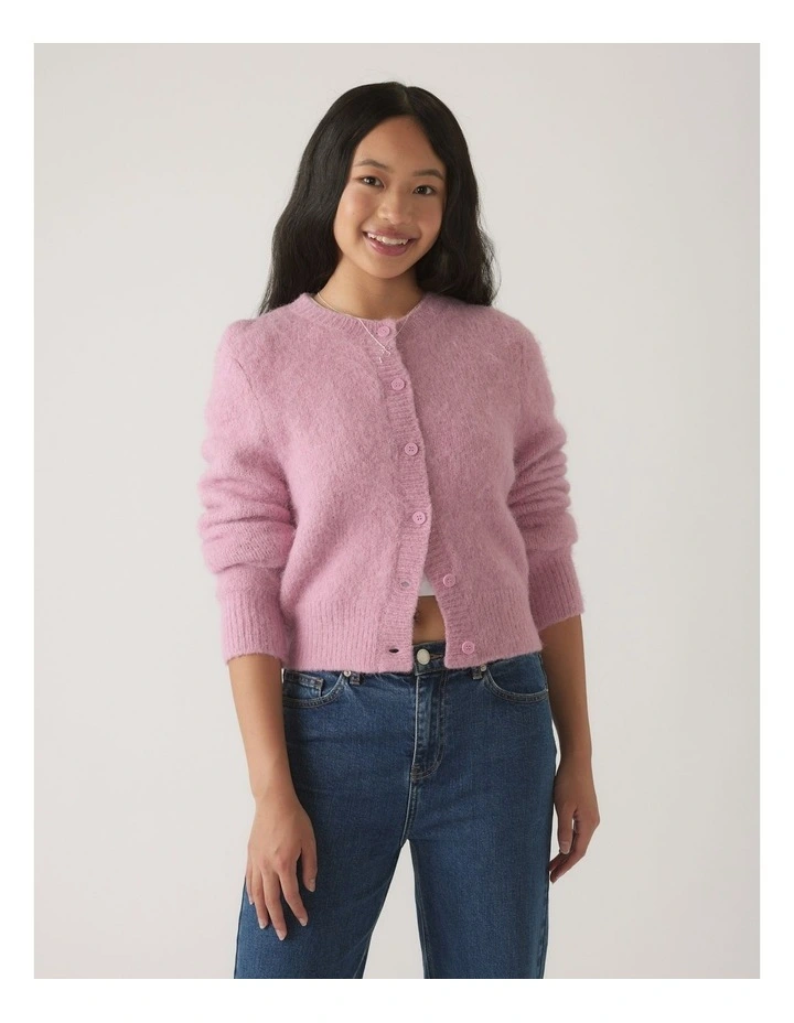 Mia Fluffy Cardigan in Purple image 3