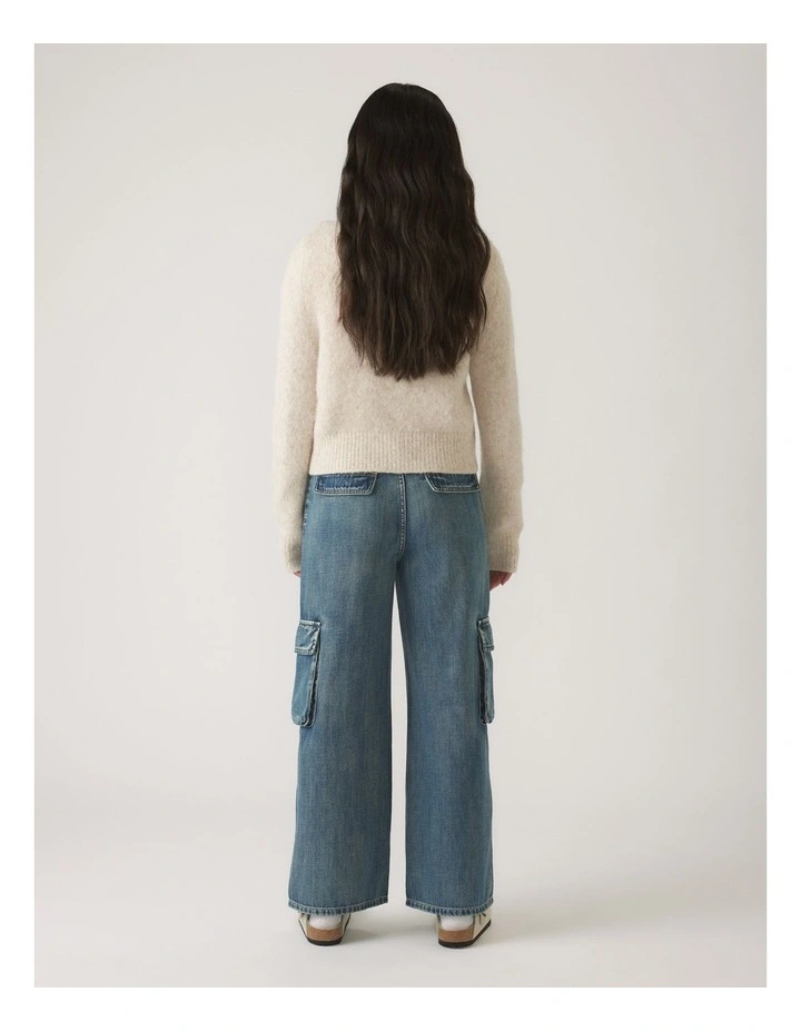 Mia Fluffy Cardigan in Beige image 2