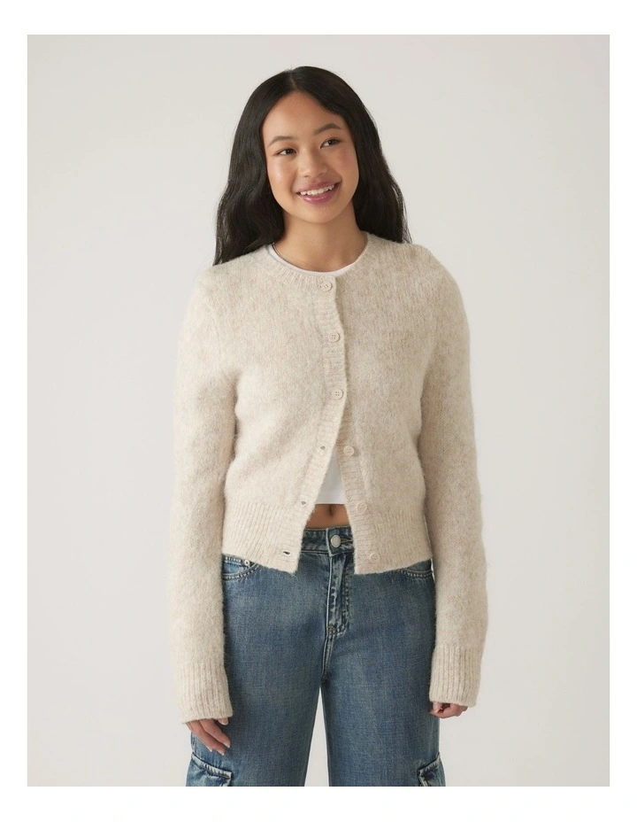 Mia Fluffy Cardigan in Beige image 3