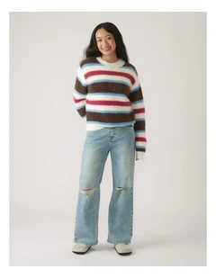 Fluffy Crew Knit Jumper in Multi