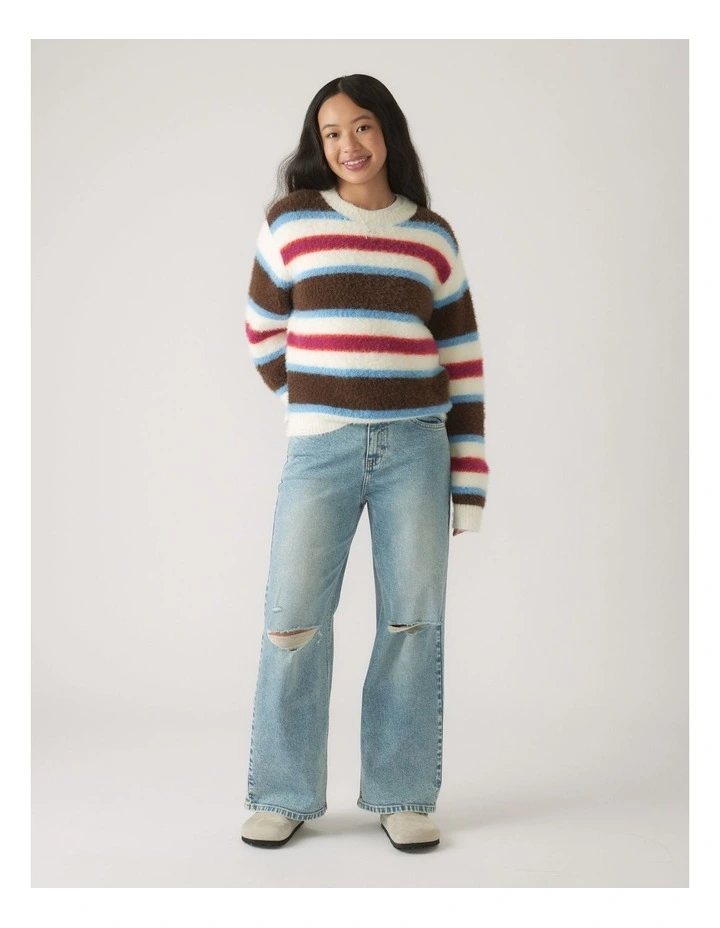 Fluffy Crew Knit Jumper in Multi image 1