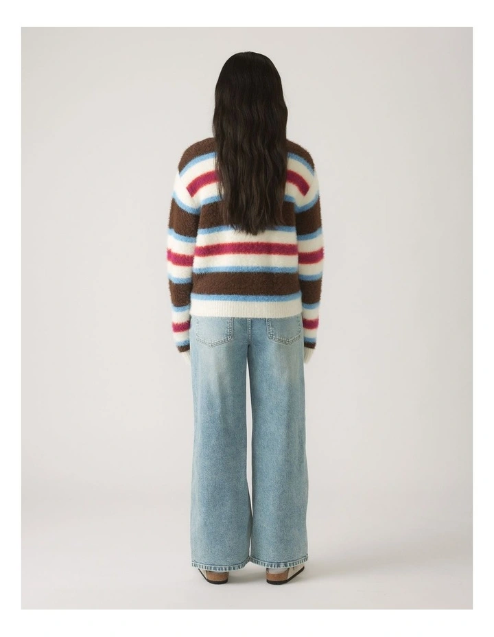 Fluffy Crew Knit Jumper in Multi image 2