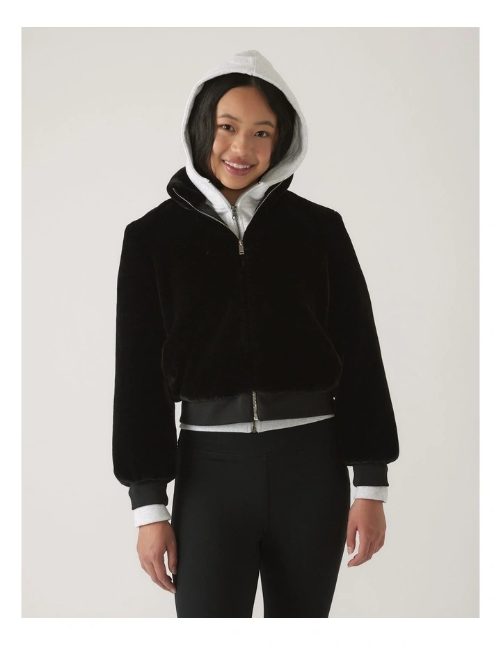 Girls Faux Fur Zip Up Jacket image 3