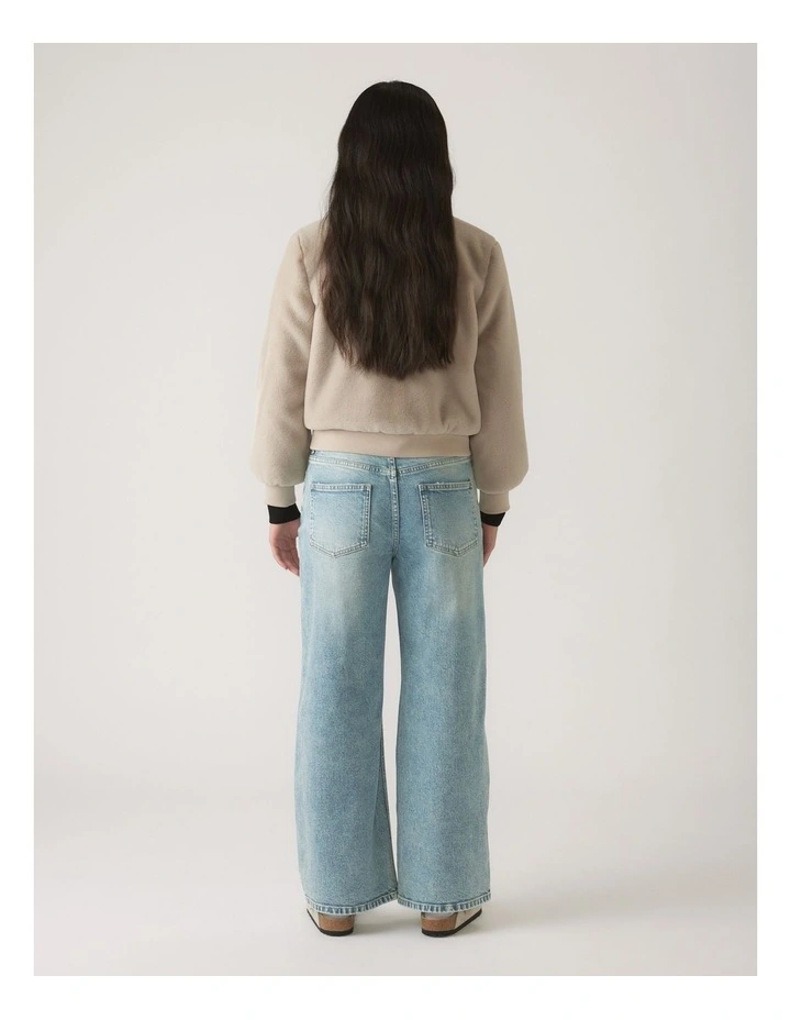 Faux Fur Zip Up Jacket in Mink image 2