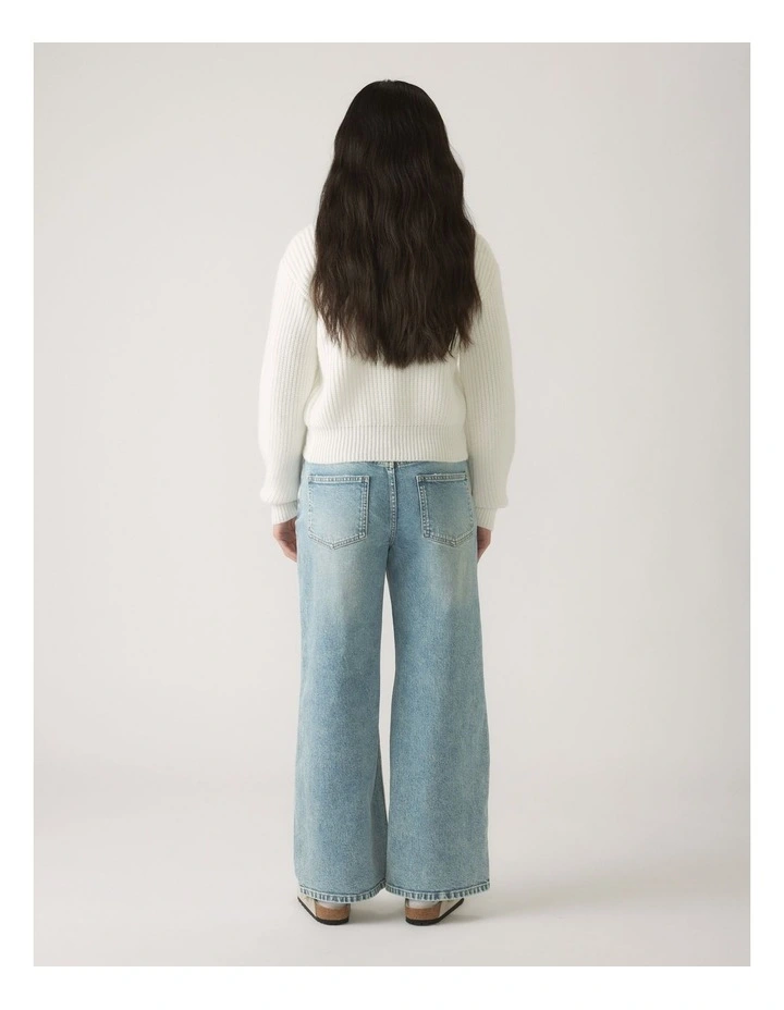 Lou Zip Through Knit Sweaters in Cream image 2
