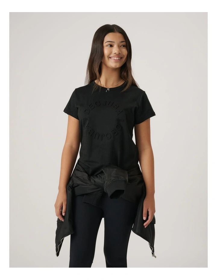 Girls Embossed Tee in Black image 3