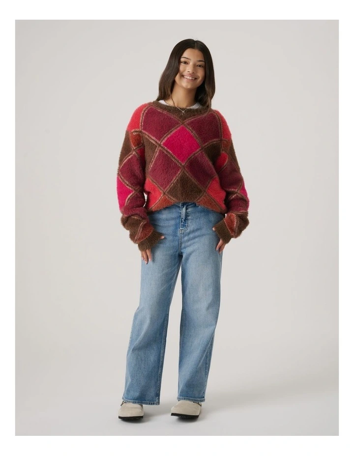 Girls Fluffy Crew Knit Jumper image 1