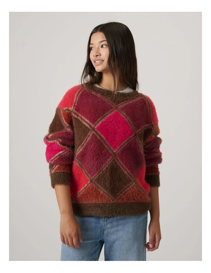 Girls Fluffy Crew Knit Jumper image 3