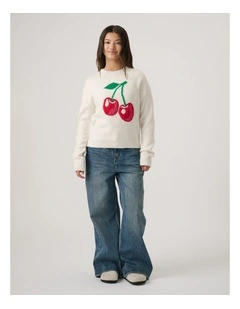 Girls Cherry Crew Knit Jumper