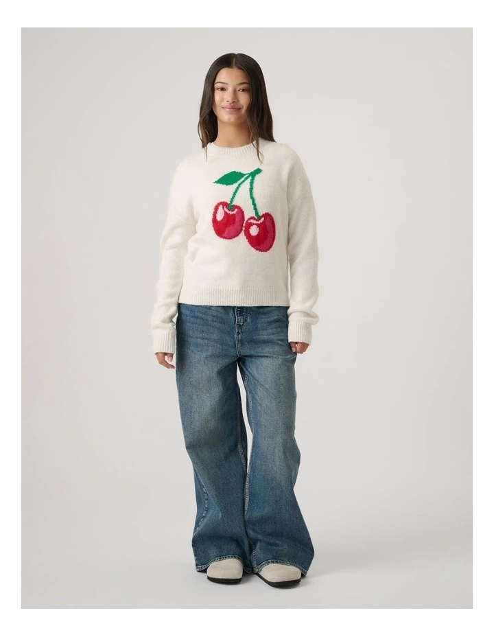 Girls Cherry Crew Knit Jumper image 1