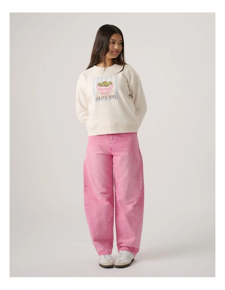 Girls Olive You Cropped Sweat image 1