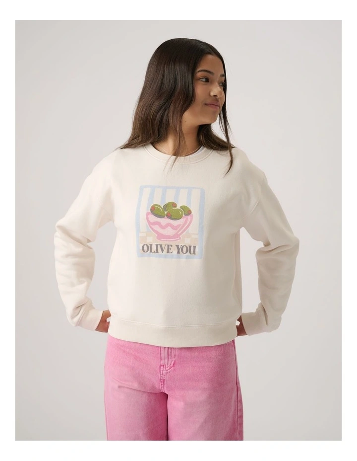 Girls Olive You Cropped Sweat image 3