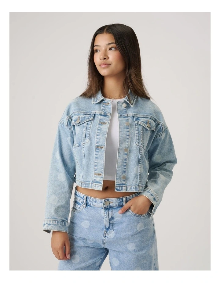 Girls Cropped Denim Jacket image 3