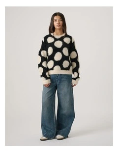Girls Fluffy Crew Knit Jumper