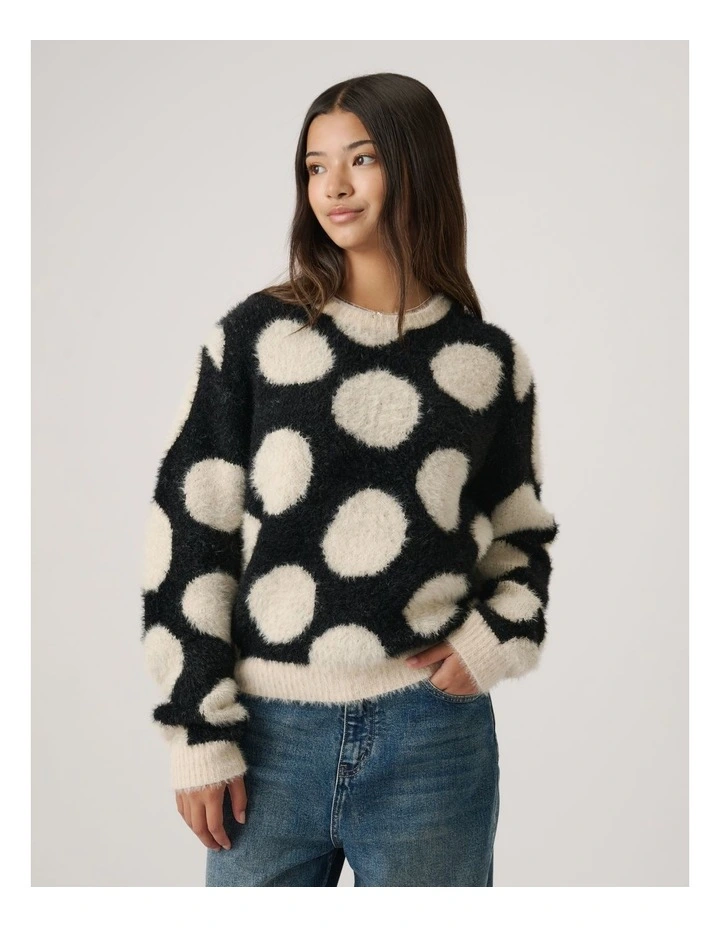 Girls Fluffy Crew Knit Jumper image 3