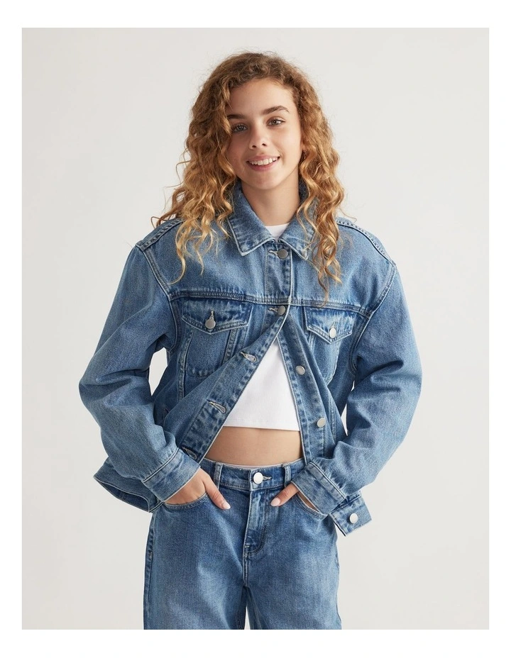 Girls Oversized Denim Jacket image 3