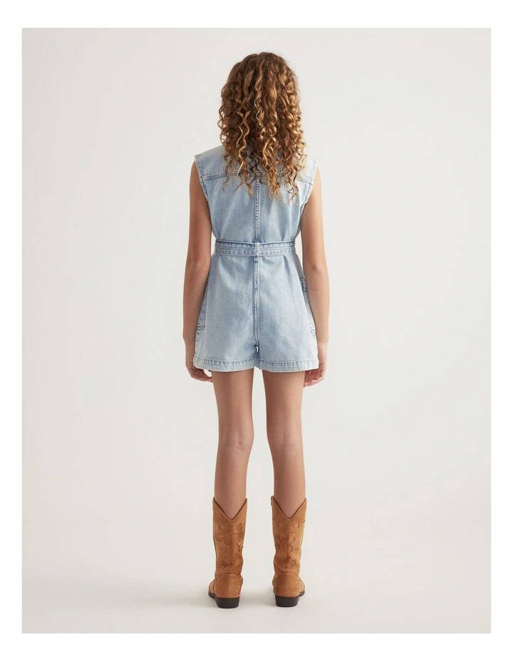 Girls Samara Denim Playsuit image 2