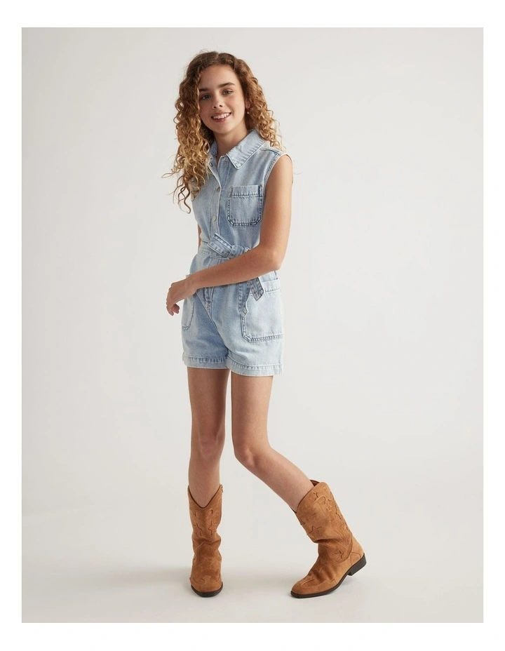 Girls Samara Denim Playsuit image 5