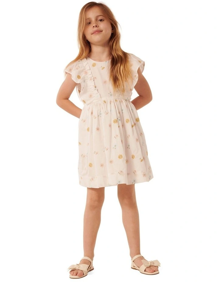 Rosalie Bow Mini Dress in Cream image 3