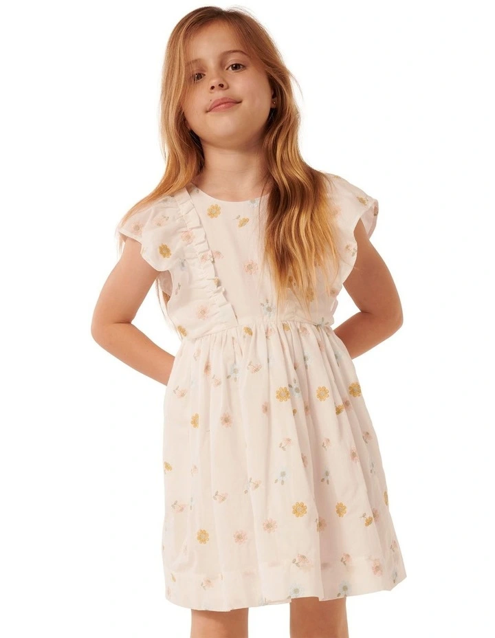 Rosalie Bow Mini Dress in Cream image 4