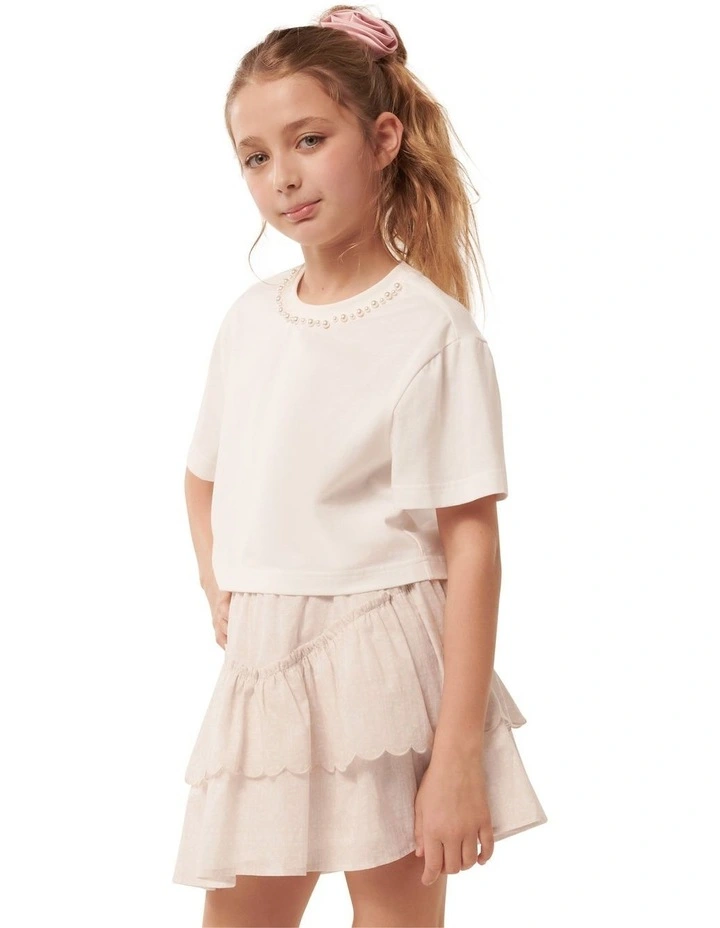 Celine Pearl Teen Tee in White image 3