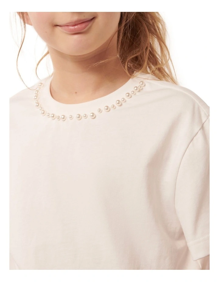 Celine Pearl Teen Tee in White image 4
