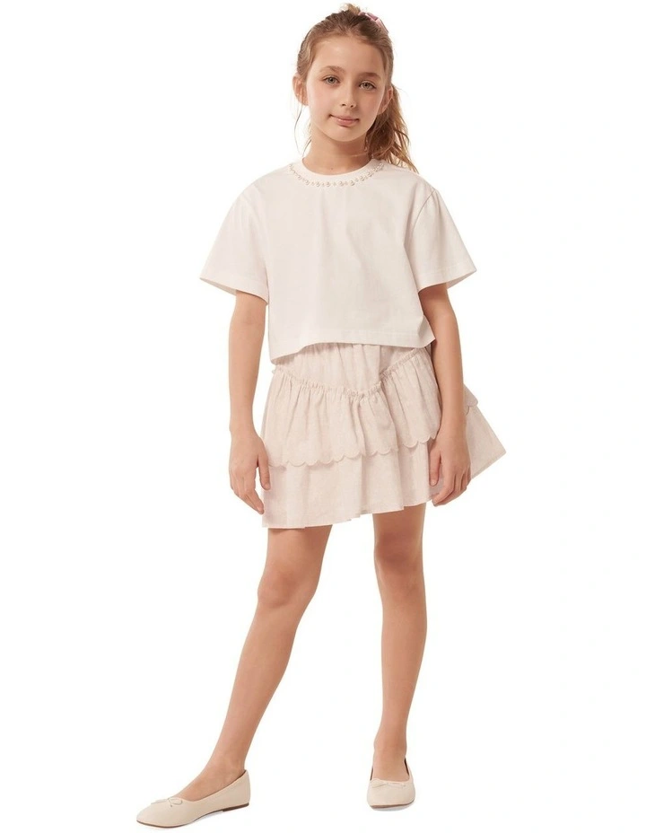 Celine Pearl Teen Tee in White image 5