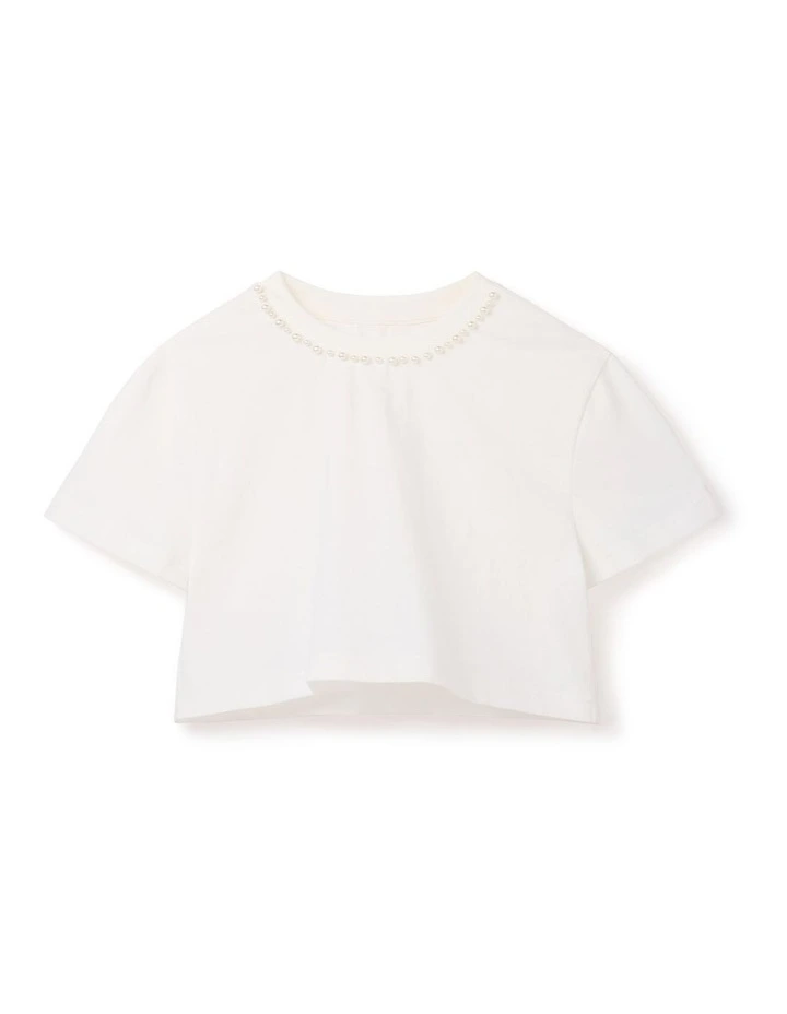 Celine Pearl Teen Tee in White image 6