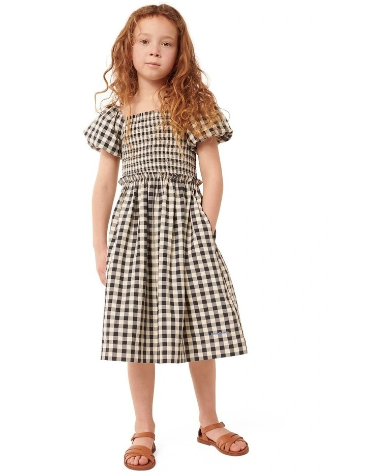 Bianca Shirred Dress in Navy image 1