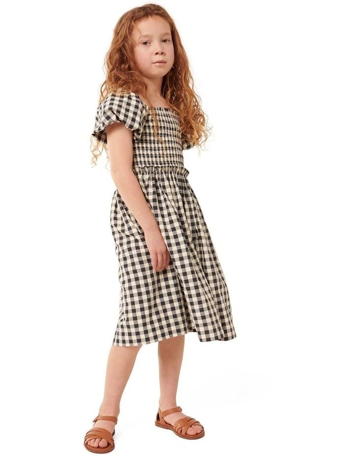 Bianca Shirred Dress in Navy image 3