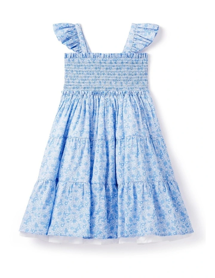Amelia Shirred Frill Dress in Blue image 5