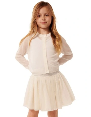 Juliet Gossamer Girls Cardigan in White