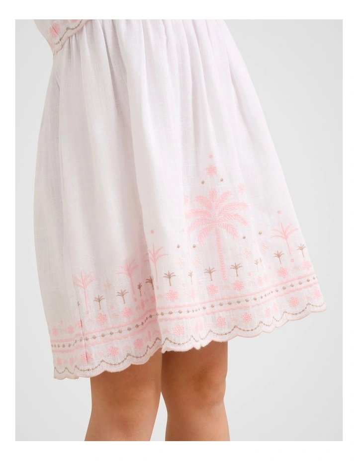 Janis Broderie Girls Dress in White image 4