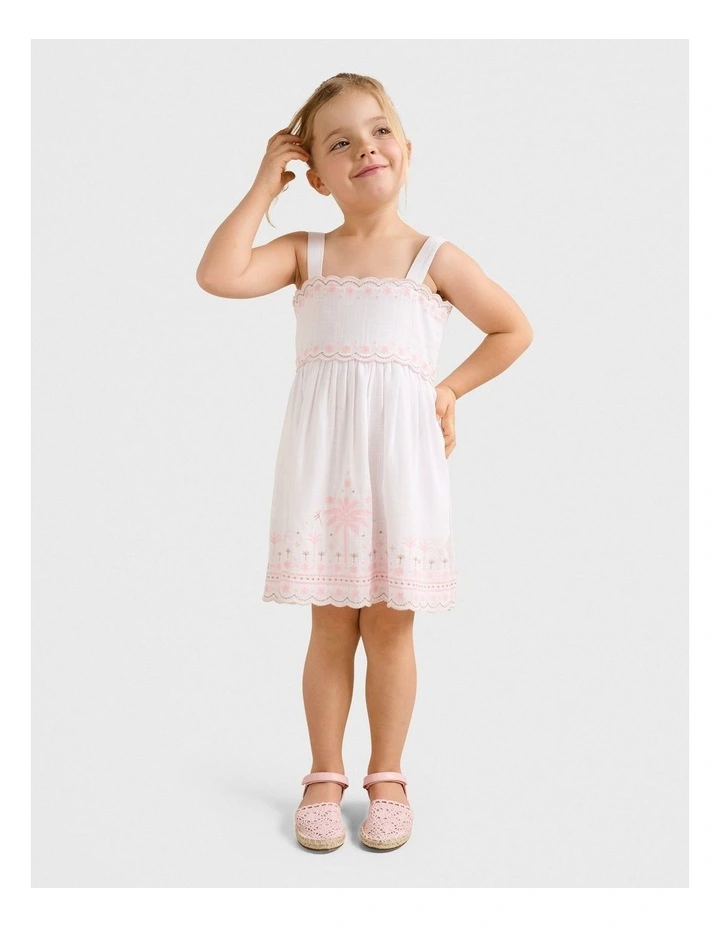 Janis Broderie Girls Dress in White image 5
