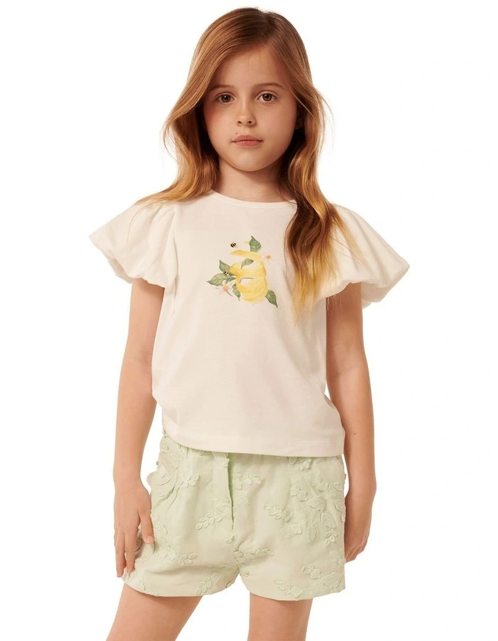 Sunny Lemon Drop Girls Tee Top in White image 1