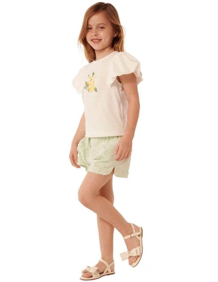 Sunny Lemon Drop Girls Tee Top in White image 3
