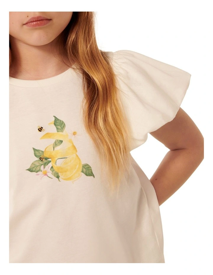 Sunny Lemon Drop Girls Tee Top in White image 4