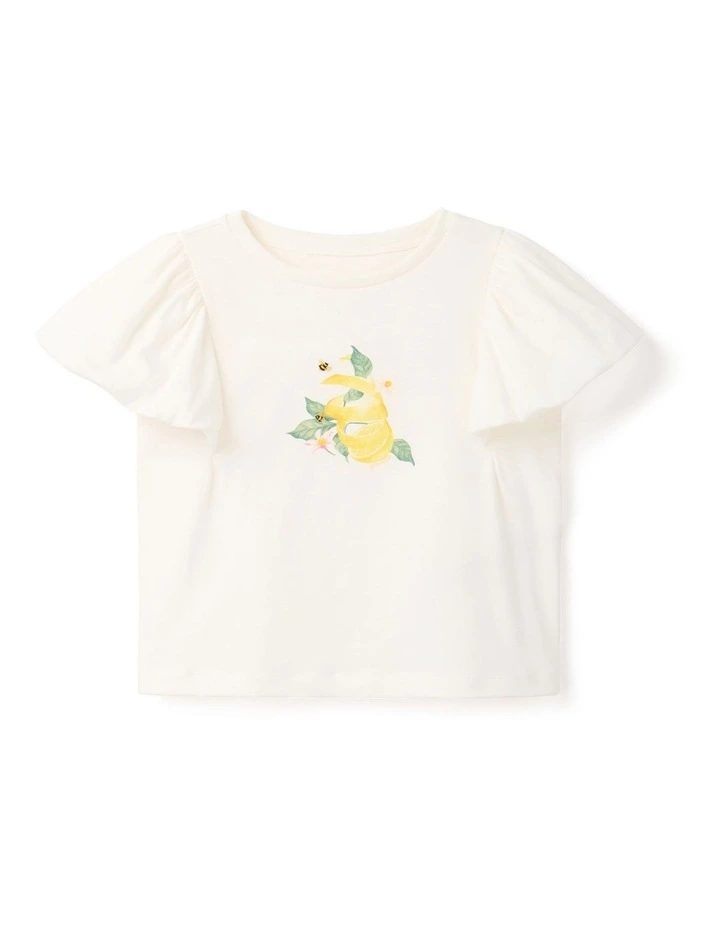 Sunny Lemon Drop Girls Tee Top in White image 6