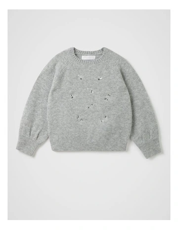 Azure Crew Knit Jumper in Grey