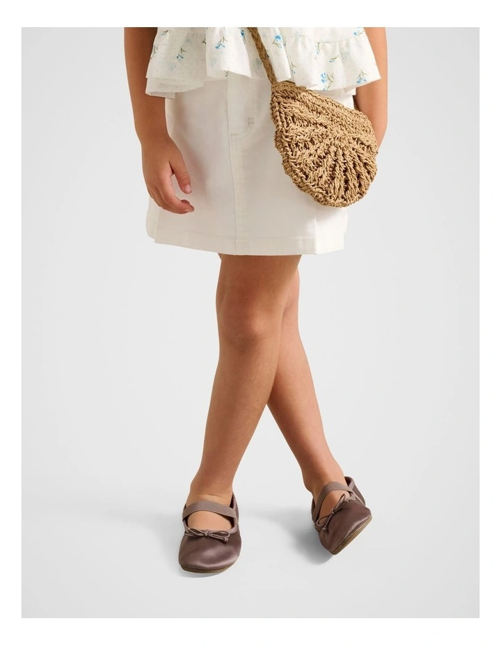 Davina Pleated Girls Denim Skirt in White image 1