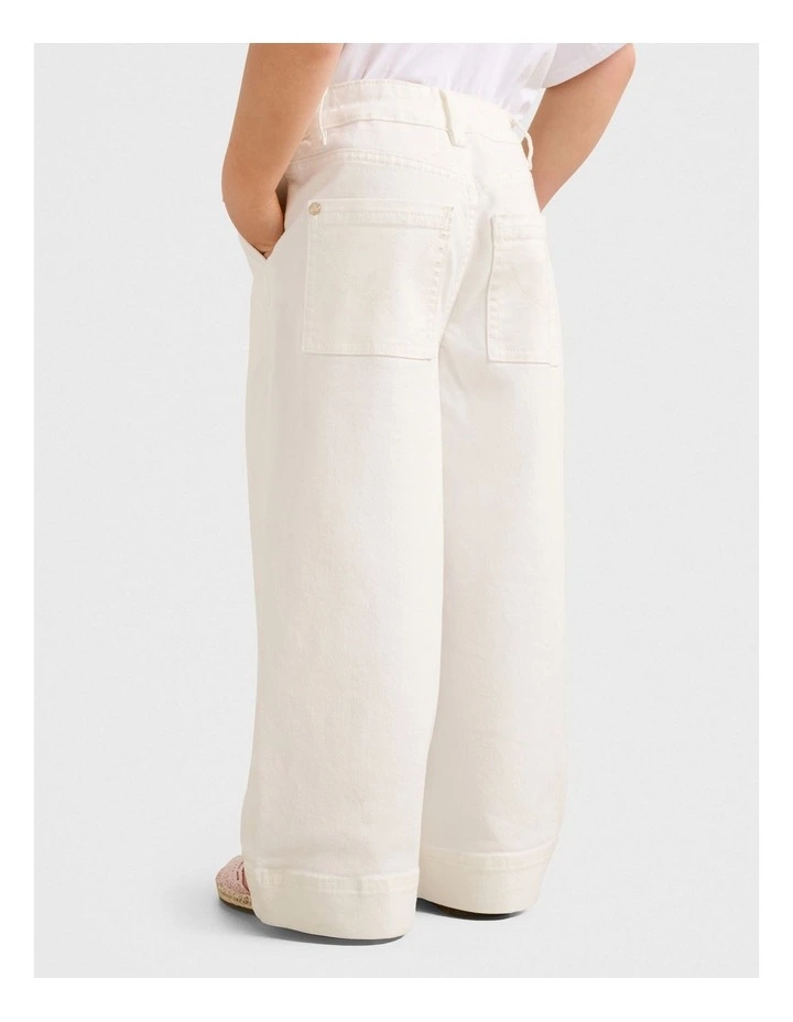 Kiera Girls Wide Leg Jeans in White image 2