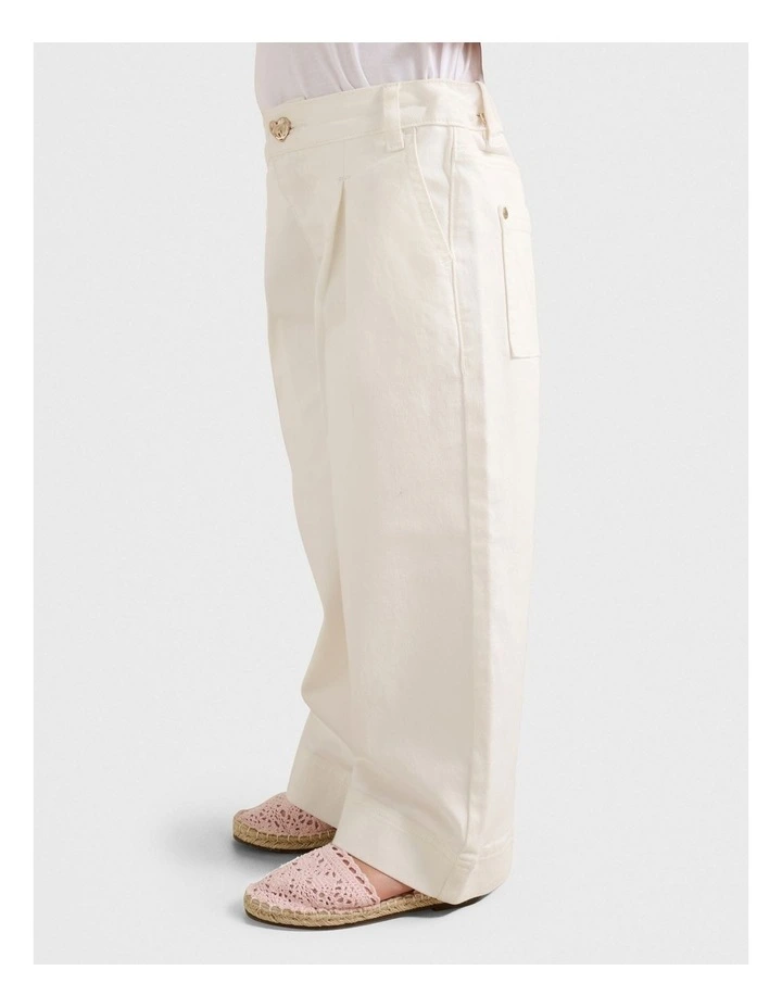 Kiera Girls Wide Leg Jeans in White image 3