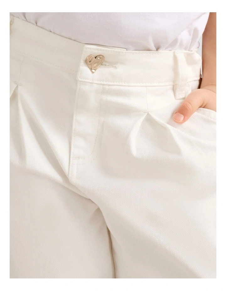 Kiera Girls Wide Leg Jeans in White image 4