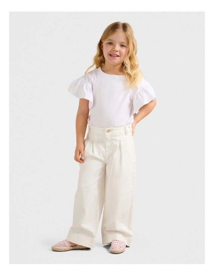 Kiera Girls Wide Leg Jeans in White image 5