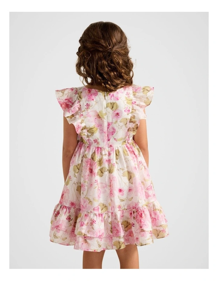 Diana Tiered Frill Midi Girls Dress in Multi image 2