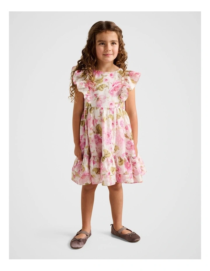 Diana Tiered Frill Midi Girls Dress in Multi image 5